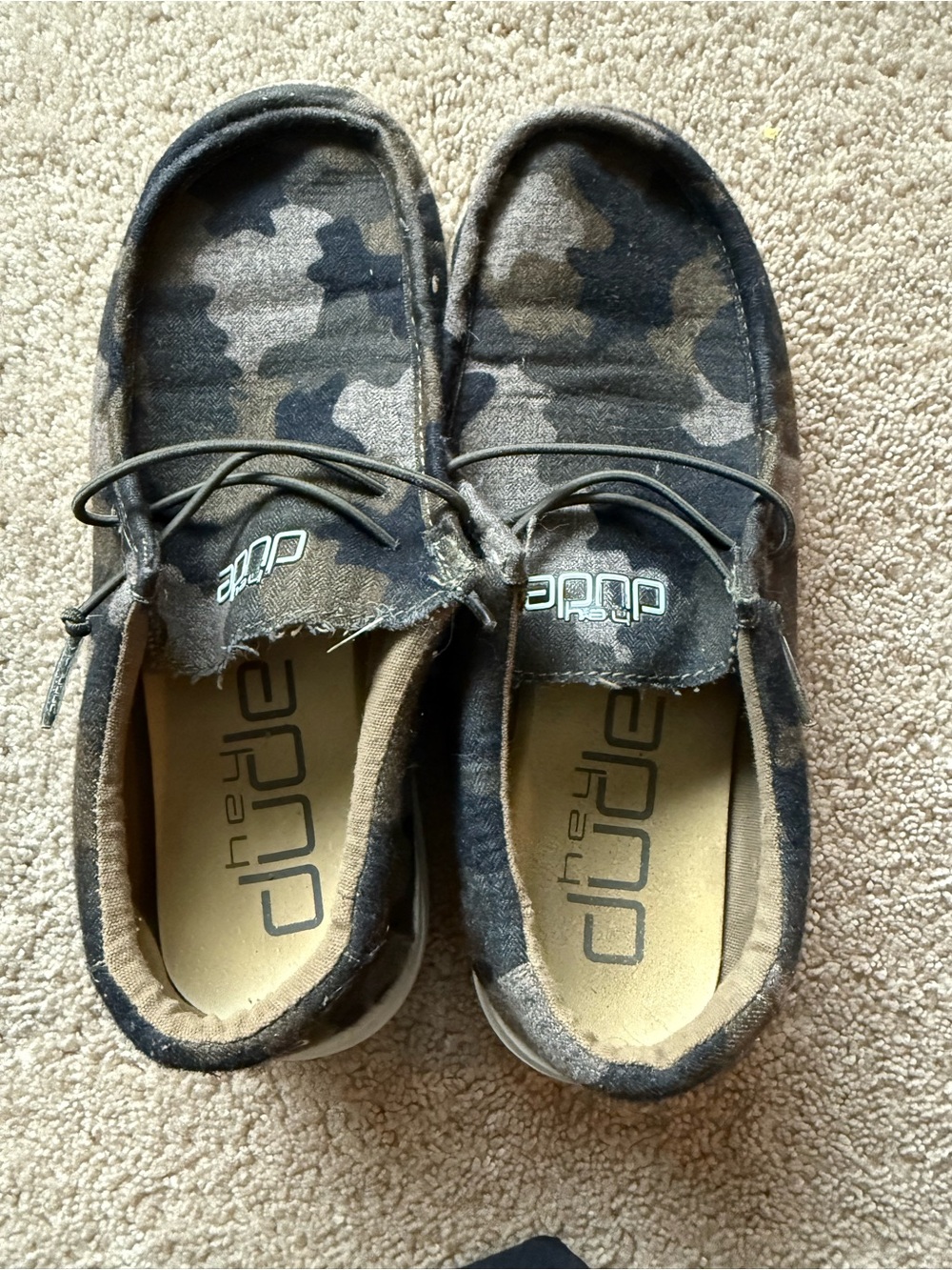 Hey Dude Wally Camo Slip-On Loafers - Olive and Dark Gray